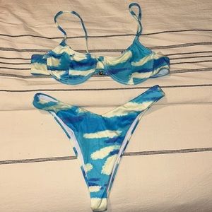 Blue high leg bikini